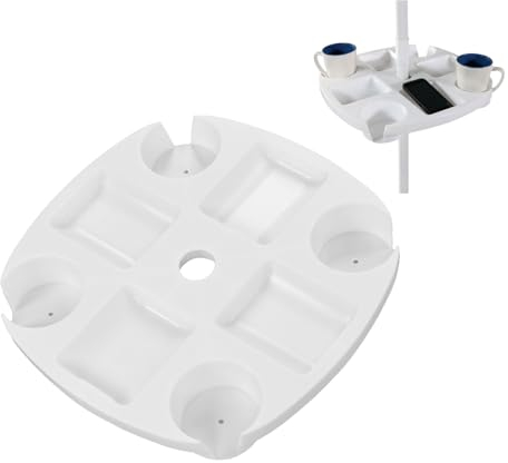 Plateau De Table Pour Parasol De Plage, Plateau Pour Parasol De Plage Avec 4 Porte-gobelets, 4 Compartiments à Collations, Table De Parasol Avec Trou, Porte-gobelets De Plage, Porte-boissons Pour Pisc