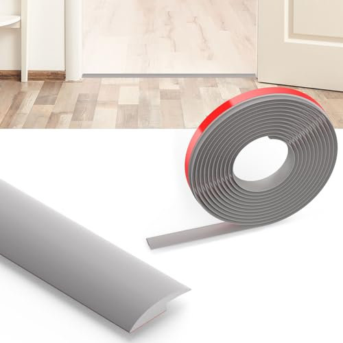 Flintronic Übergangsprofil Selbstklebend, 3m x 3cm PVC Boden-Leiste, Übergangsleiste Boden, Übergangsschiene ohne Bohren, Abdeckleiste für Fliesen, Holz, Laminat, Höhenausgleich 3cm(Graue)