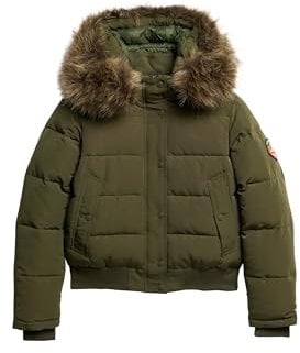 Superdry Damen Everest Hooded Bomberjacke Army Kaki 38