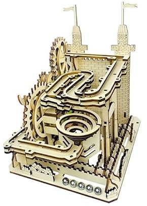 Baoblaze Wooden Track Marble Toy Intelligent Puzzle Assembly Toy Castle Track Marble Run Educational Building Blocks for Birthday Gift