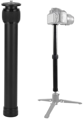 Adjustable Tripod Extension Pole, Carbon Fiber with 1/4 Inch Screws, Lightweight Portable Camera Monopod Rod for Stable Shooting with Cameras, Video Cameras, Cell Phone Clips,