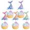Xsstarmi 40 Pack Mermaid Tail Cupcake Toppers Under the Sea Party Cupcake Picks Decoration for Mermaid Theme Baby Shower Birthday Party Cake Decorations Supplies