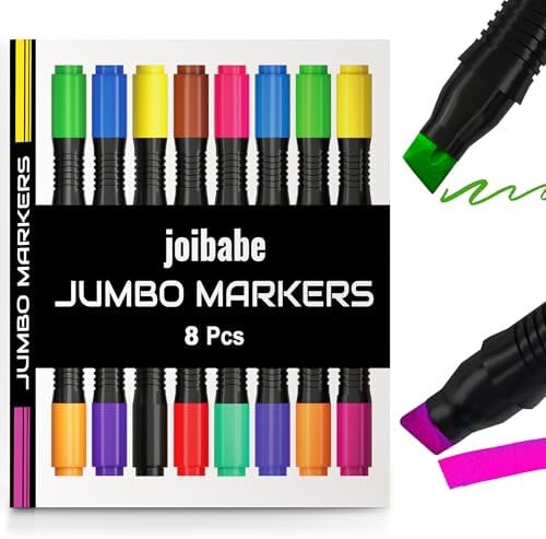 joibabe JUMBO Marker - Filzstifte 8 Stück/16 Farben POSTER Marker - Keil-Spitze 2-10 mm - Schnell-Trocknend, Wischfest -Drawing Marker für Alle Oberflächen, Schule,Karton, Plastik, Holz