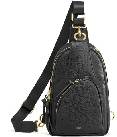 Kattee Sling Bag für Damen Gürteltasche aus Leder Kleine Brusttasche Umhängetasche mit RFID-Blockierung für Reisen und Outdoor