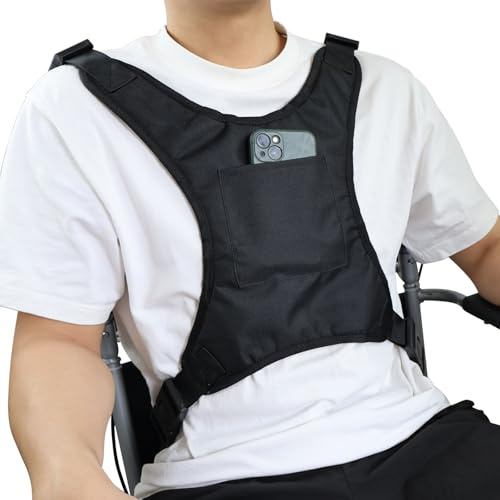 HOONHERY Wheelchair Seat Belt, Wheelchair Harness for Adults, Torso Support Vest Restraint, Safety Belt for Elderly, Vest Soft Chest Restraint with Adjustable Straps to Prevent Sliding
