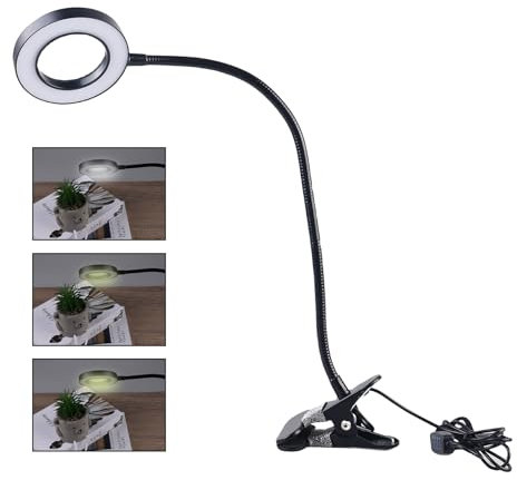 Loupe avec pince USB : loupe à clip avec lumière noire, 3 modes de couleur, lampe loupe réglable à intensité variable, lampe de bureau avec loupe pour la lecture, les loisirs, le bricolage, les