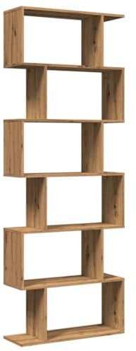 vidaXL Raumteiler Bücherregal 6 Etagen, Standregal Regal für Wohnzimmer Schlafzimmer Büro, Büroregal Aktenregal Aufbewahrungregal, Artisan-Eiche Holzwerkstoff