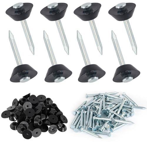 100 Stück Dichtnägel für Noppenbahn,Montageknöpfe mit Nagel 3×30mm für Noppenbahn,Dichtnägel für Noppenfolie Mauerschutz,Noppenbahn Abschlussprofil,Schrauben für Dachbleche