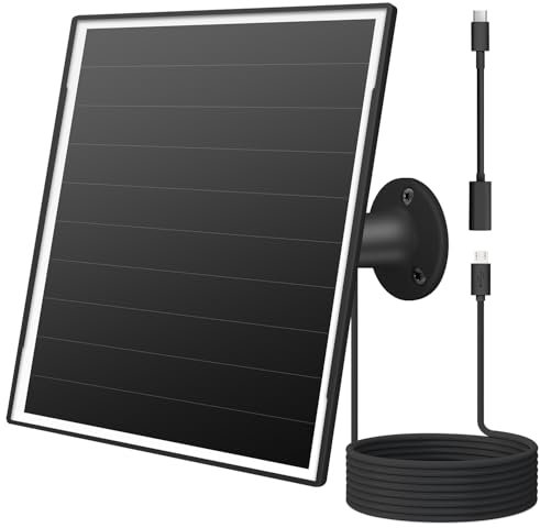 8W Solar Panel for Outdoor Security Camera, 5V Micro USB& USB-C Solar Panel Charger ,Fits Eufy/Wyze/Reolink DC 5V Output, IP65/ 360° Adjustable, 9.8ft Cable, Fast Charging