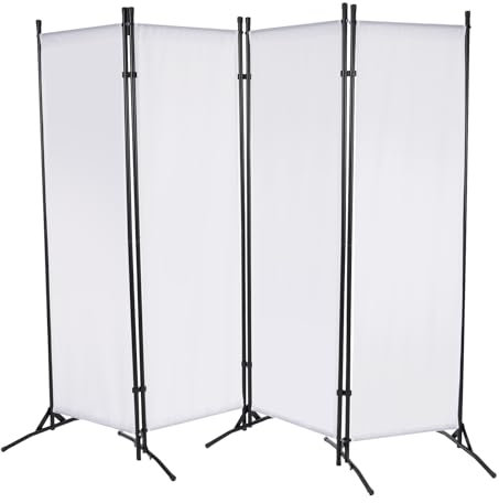 200x170cm Sichtschutz Balkon, Faltbar Paravent Raumteiler Innen, Paravent Freistehend 4-teilig Trennwände für Büro, Schlafzimmer, Wohnzimmer (Weiß)
