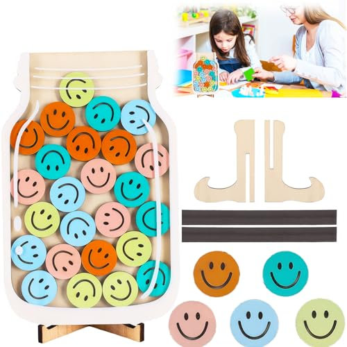 Tokens Smiley-Gesicht, magnetische Belohnungstafel für Kinder, Belohnungsglas für Klassenzimmer, Belohnungssystem, Klassenzimmer, Weihnachtsgeschenke für Kinder (runder Smiley)