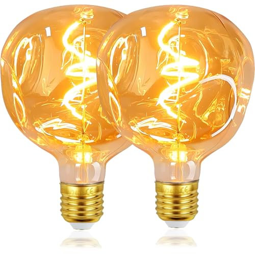 EAVOLUSON Ampoule E27 Vintage Diamètre 125mm Dimmable, Ampoule Géante Décorative 4w LED Ambre, Grosse Ampoule Vintage Design Irrégulière, Idéale pour Chambre à Coucher,Salon,Restaurant et Bar,Lot de 2