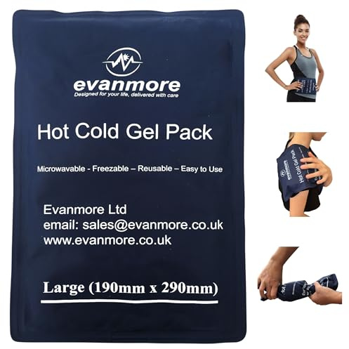 Reusable Hot Cold Gel Pack Packs - Evanmore Ice Heat Therapy Wrap Compress for Pain Relief from Injuries Sprains Inflammation, Headaches Muscle Pains Microwave Freezer (Large)