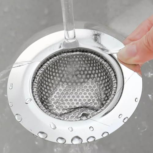 Lot de 3 Tamis Filtre Evier Cuisine - Attrape Filtre Cheveux Douche Filtre d'évier de Baignoire - Acier Inoxydable - Diamètre extérieur : 7,3 cm - Diamètre intérieur : 4,4 cm - Profondeur :1,6 cm