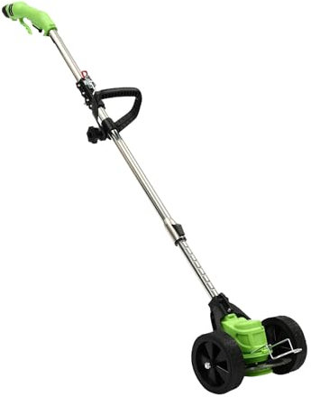 Akku-Rasentrimmer 200W Elektro Rasenmäher 18000rpm Teleskop-Stiel & Abnehmbaren Rädern Motorkopf 90° drehbar mit Akku & Ladegerät für Garten Hof Rasenschneiden