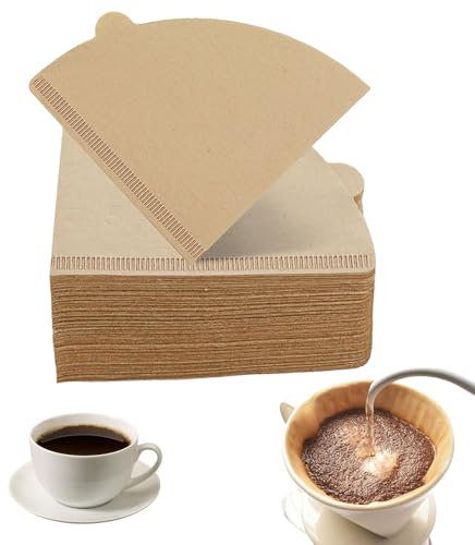 Lot de 200 feuilles de filtre à café conique V60, peut être utilisé sur un filtre à café de taille 2, filtre en papier à café marron, tasse filtrante pour bureau à domicile, accessoire de café à main