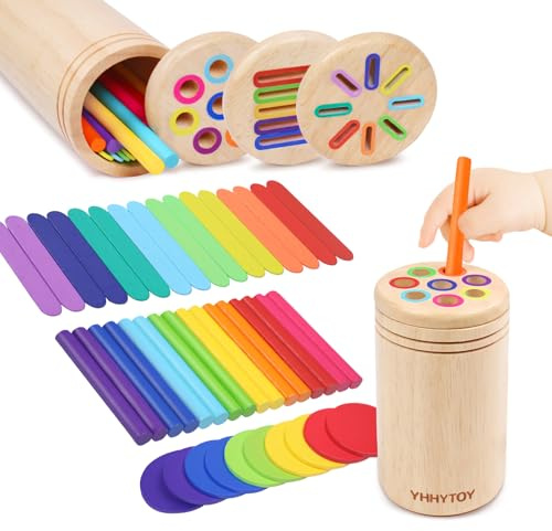YHHYTOY Montessori Toys for 2 3 4 Years Old, 3 in 1 Educational Sensory Color Sorting Toys for Toddlers 1-3, Fine Motor Skills Preschool Learning Activities, 2 3 4 Year Old Girls Boys Birthday Gifts