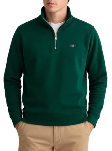 GANT REG Shield Half Zip Sweat, Deep forest green, M