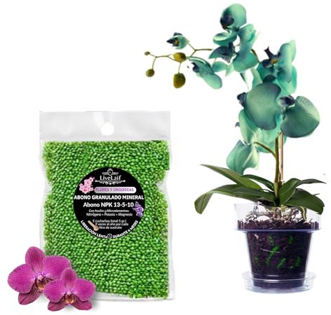 LiveLaif ®- 100 gr Abono granulado mineral NPK 13-5-10 | Abono orquideas | Abono plantas flores | Abono de Liberacion lenta | Abono floracion | NPK Abono | Bolsa con cierre zip de abrir y cerrar