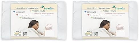 Mediflow 5020 Original Kissenbezug, gesteppt, 100% Baumwolle, 40x80 cm, Weiß (Packung mit 2)