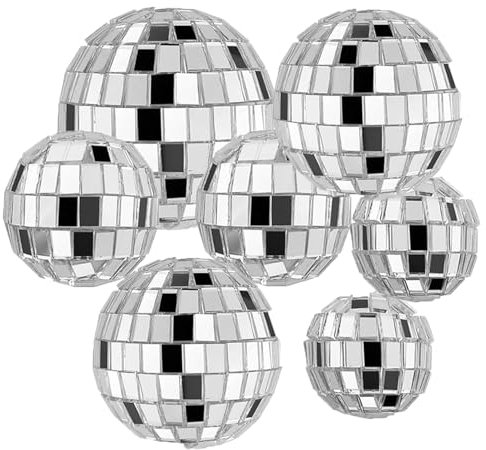 7-Piece Disco Ball Cake Topper Set – Retro Disco Cake Decorations, Sparkling Disco Balls for Themed Parties, Perfect for Cake Decor