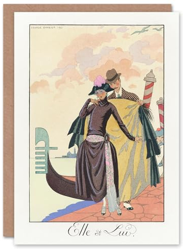 Artery8 George Barbier Art Card She and Him Vintage Fashion