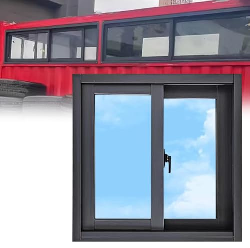 Aluminium Schiebefenster Fenster Window Kellerfenster mit Gehärtetem Glass und Sichtschutz Ersatzfenster Abschließbares für Küchen Badezimmer Dachboden(Gray,WxH 32x28in/80x70cm)