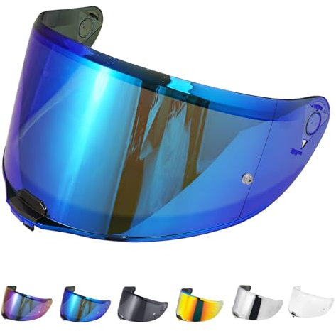 JQF Gear Visière de Casque de Moto pour FF811/VECTOR II/Citation II,Visière de Casque de Protection Contre Le Vent Moto,Lentille de Remplacement Visiere Casque Moto (Bleu chrome)
