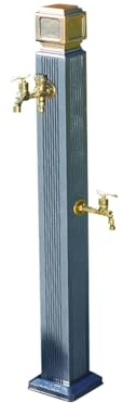 Fontana Da Giardino In Alluminio Resistente, Fontanelle da Giardino Verticale con Doppio Rubinetto di Uscita Dell'acqua, per Irrigazione e Lavaggio