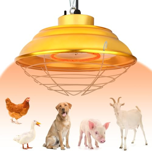 600W Hühnerstall Heizungen Lampe, wasserdichte Wärmelampe für Hühner mit 2-stufiger, Brutheizung für Küken mit Kette für Innen & Außen Heizlampen für Huhn Vieh Hund Schaf Haustier