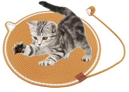 Tapis Griffoir Rond pour Chat, Jouet Balle en Corde De Coton, Protection Contre Rayures, Tapis De Sol Antidérapant, Coussin De Jeu, Lit pour Animaux, Planche À Gratter