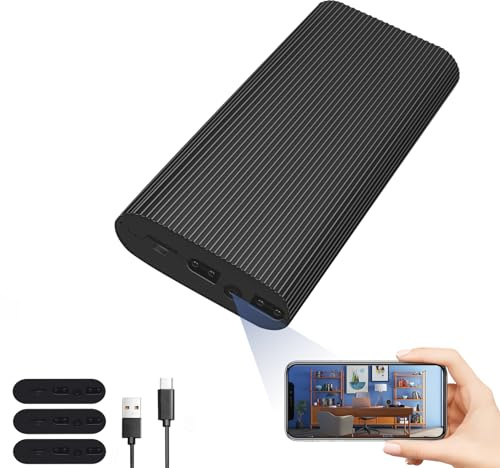 Wireless Power Bank Camera Small Nanny Cam 5000 mAh, WiFi Hidden Camera | HD 1080P Mini Spy Camera with Motion Detection, Loop Recording, Remote Viewing Indoor Security Camera for Pet/Baby