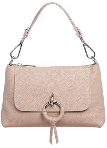 Caspar Elegante Leder Umhängetasche Damen Clutch Kleine Crossbody Bag mit Schultergurt & Kurzhenkel - PREMIUM LINE - Modell No.851 - Made in Italy