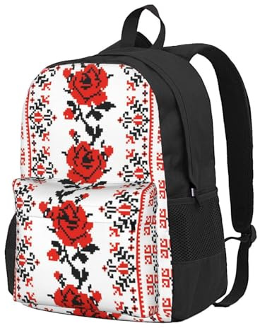 HEBSDFG 15 Zoll Reise-Laptop-Rucksack für Herren und Damen, Westwüste mit Cowboys reitenden Pferden, lässiger Tagesrucksack, Computer-Rucksack für Schule, Wandern, Arbeit, Ukrainische Stickerei Stil