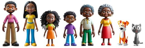 Miniland Famille avec – Lot de 8 Figurines pour Jeu Symbolique, poupées incluses pour Maison de poupées, Jeu éducatif sur la diversité et Les valeurs, 2 Ans et Plus