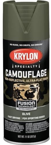 Krylon K04293007 Camouflage With Fusion For Plastic Paint Technology Aerosol Spray Paint, 11-Ounce, Camouflage Olive