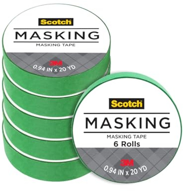 Scotch Expressions Masking Tape, 1-Inch x 20-Yards, Primary Green, 6-Rolls/Pack by