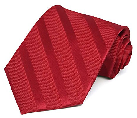 tiemart Gestreifte Krawatte für Herren, Standardlänge, Red Elite, Erwachsene