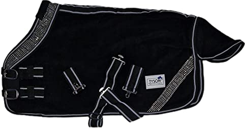 Fleece Schwarz Grau Decke Abschwitzdecke Minipony Glitzer Minishetty Shetty Falabella 60 65 70 75 80 85 90 95 100 (75)