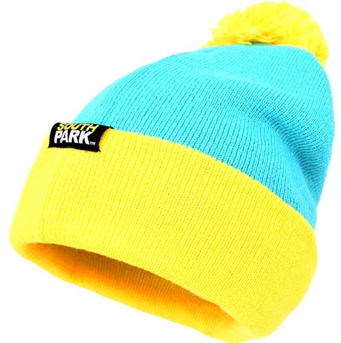 Concept One Unisex-Erwachsene South Park Cartman Cosplay Strickmütze aus Acryl mit Bommel Beanie-Mütze, Türkis/Ausflug, einfarbig (Getaway Solids), Einheitsgre