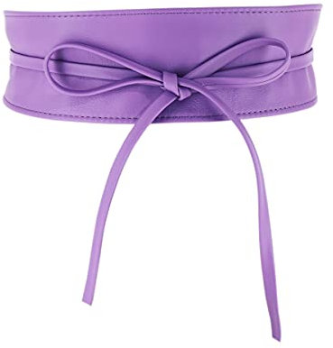 FASHIONGEN - Ceinture femme Obi en Véritable Cuir de Vachette Pleine Fleur, Ceinture pour robe, CASSIANE - Violet, L-XL