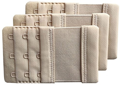 Chanie Women Pack of 3 Soft Comfortable 3 Hooks Bra Extender,9.4cm x 5.6cm