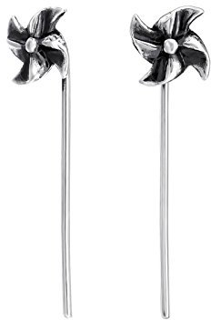 The Rose & Silver Company Women 925 Sterling Silver Tiny Windmill Threader Earrings