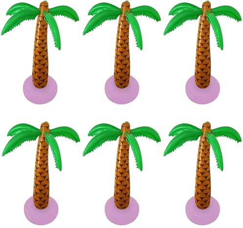 Quickdraw 6 X Aufblasbar Palme Kokosnuss Baum 90cm Hawaiianisch Sommer Strand Gartenparty Prop