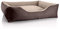 BedDog Hundebett Teddy, Hundesofa aus Cordura und Microfaser-Velours, waschbares Hundebett mit Rand, Hundekissen Vier-eckig, für drinnen, draußen, Größe XL, braun-beige