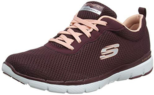 Skechers Flex Appeal 3.0 First Insight, Sneakers Donna, Marrone Red Burgundy Mesh Pink Trim, 38 2/3 EU