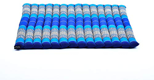 Leewadee Zabuton Rollbare Meditations-Matte Tragbare Sitzmatte Ökologisches Naturprodukt, Kapok, 70 x 70 cm, Blau