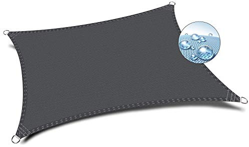 Flei Sail Shade, Sunscreen Awning Canopy, Sun Protective Waterproof, for Patio Garden Outdoor Facility and Activities - Dark gray 6.5x6.5m