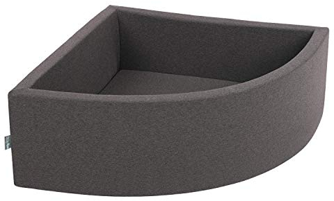 KiddyMoon Viertel Eckig Bällebad Bällepool 90X30cm/KEINE Bälle ∅ 7Cm Ballgruben Für Babys Spielbad Kleinkinder, Hergestellt In Der EU, Dunkelgrau