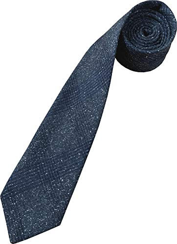 Krawatte aus britischer Wolle, Tweed, kariert, Grau und Marineblau, Blau, Grau, Weiß, Einheitsgröße